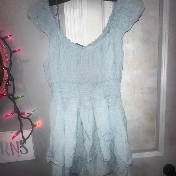 Chic Light Blue Ruffled Jumpsuit - Picture 4 of 4